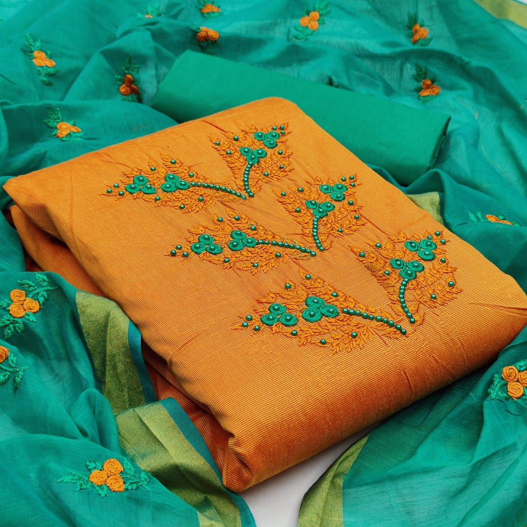Gng Blossom 3 Festive Wear cotton Embroidery Work Dress Material Collection